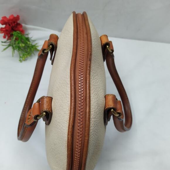 Dooney & Bourke Ivory Pebbled Leather Dommed Double Handle Zipper Satchel Bag - Picture 10 of 16